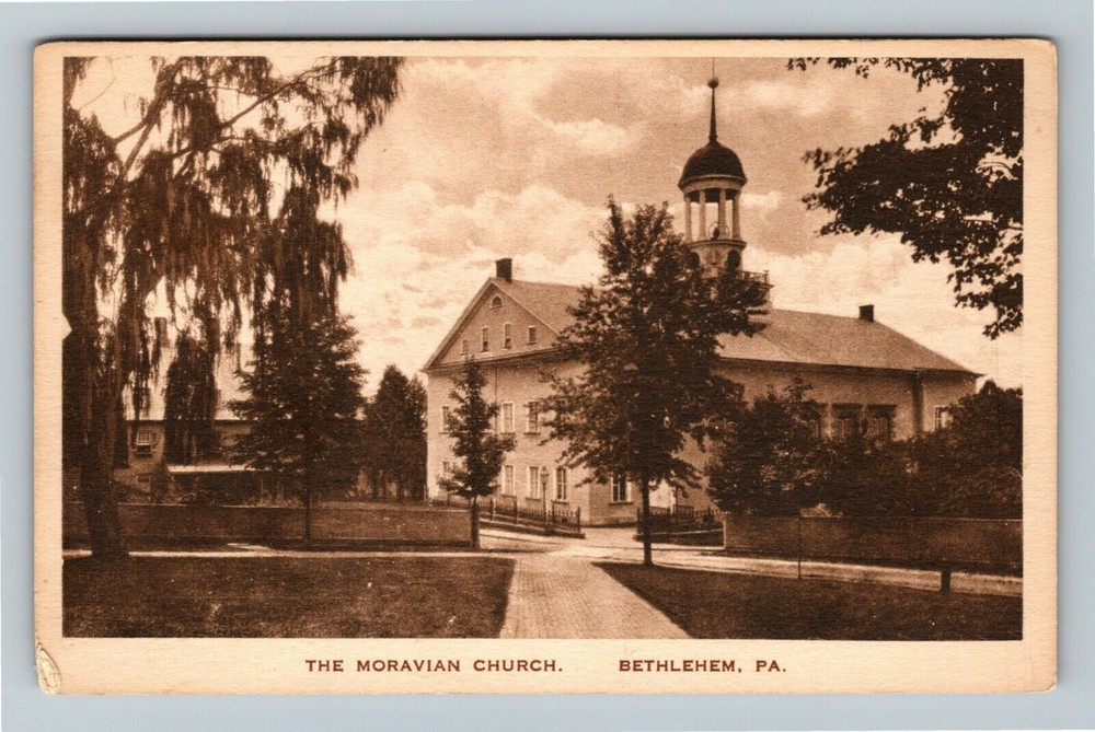 Bethlehem Pennsylvania, THE MORAVIAN CHURCH Vintage Souvenir Postcard