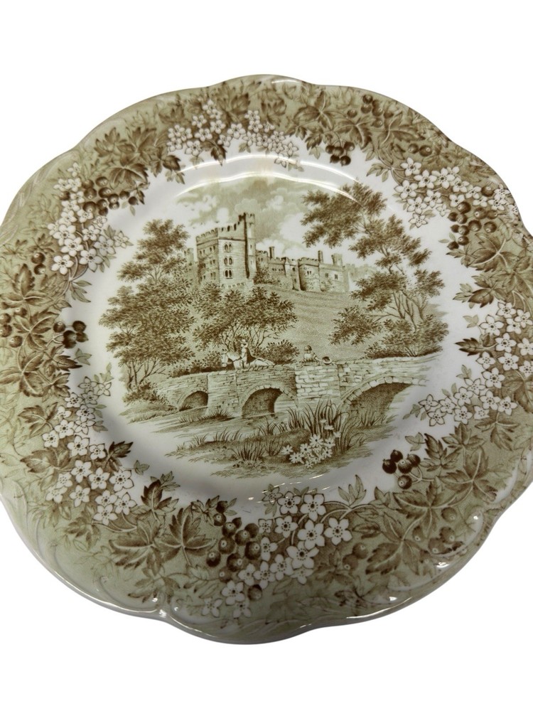 Vintage J G Meakin Romantic England Haddon Hall Brown Transferware Plate 10”