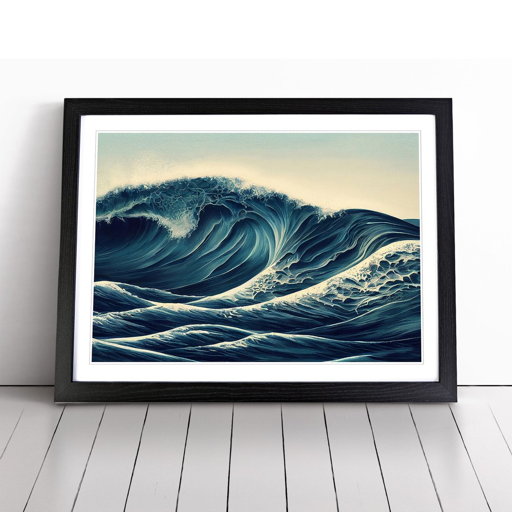 Futuristic Ocean Wave Wall Art Print Framed Canvas Picture Poster Decor