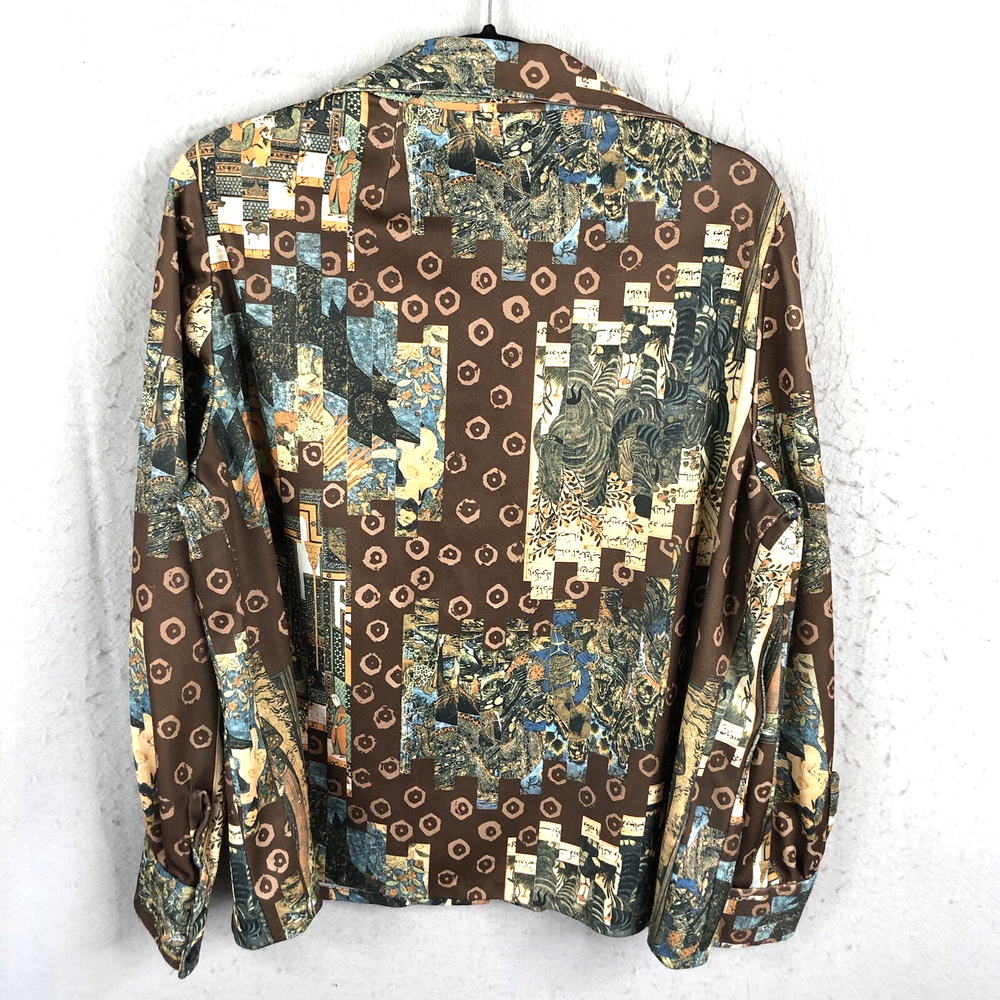 Vintage Handmade Top Women L Graphic Art to Wear 70s Mod Groovy Abstract Retro-image