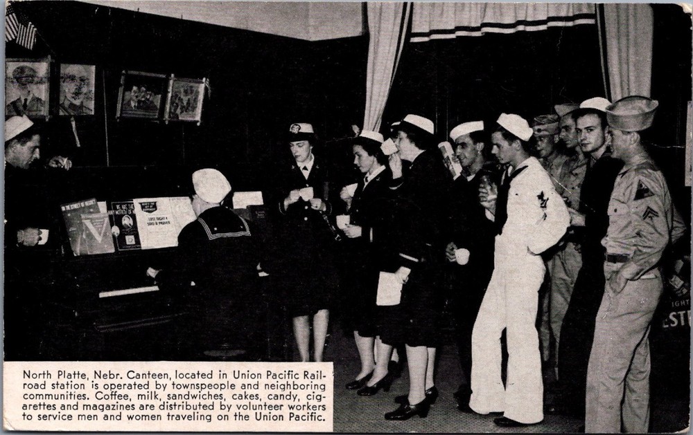 North Platte Canteen WWII Real Photo Postcard Union Pacific Nebraska RPPC