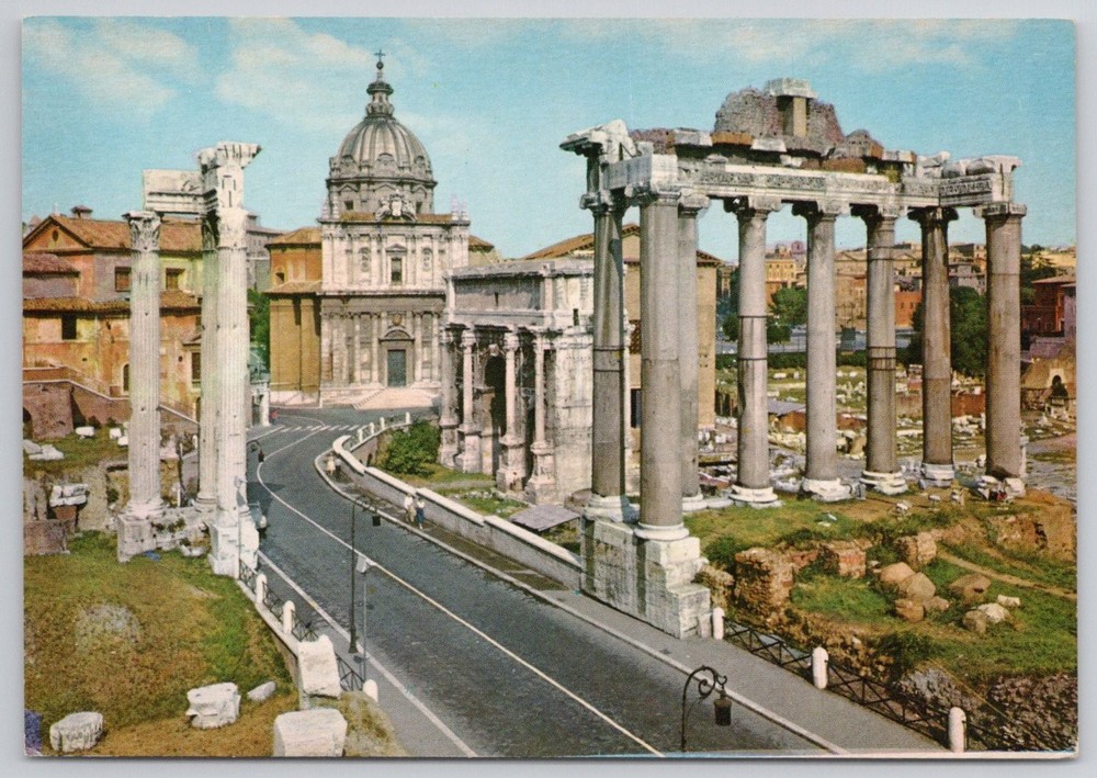 Vintage Postcard Rome Italy Roman Forum Ancient Ruins Kodak Ektachrome Multigraf