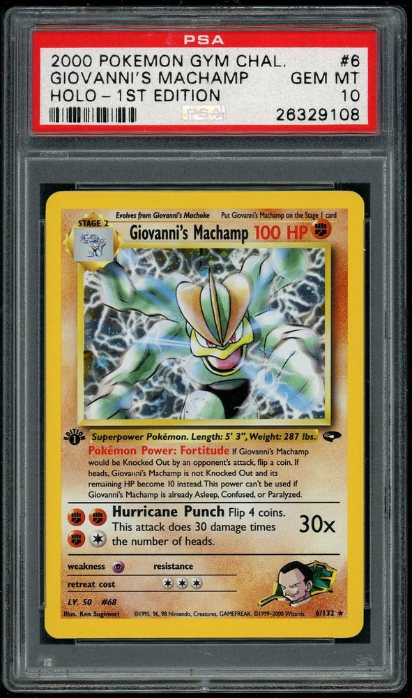 Pokemon Giovanni's Machamp 2000 Gym Challenge #6 1St Edition Holo Psa 10RCH IS ACCEPTING CONSIGNMENTS! UP TO 95% PAYOUTS!
