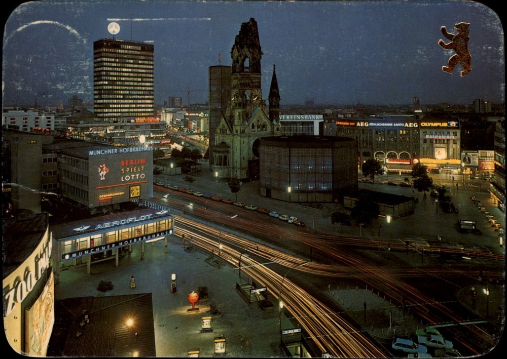 Berlin Germany City by Night Gruss Aus vintage postcard h171