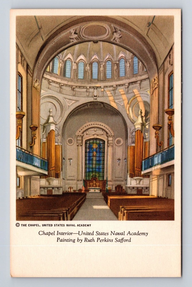 Annapolis MD-Maryland United States Naval Academy Inside Chapel Vintage Postcard