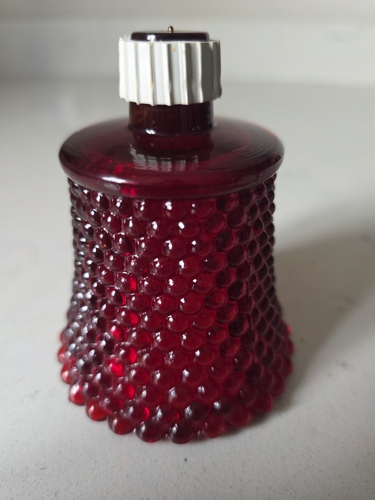 Vintage MCM Homco Red Hobnail Cadmium Glass Peg Votive Candle Holder Glow UV
