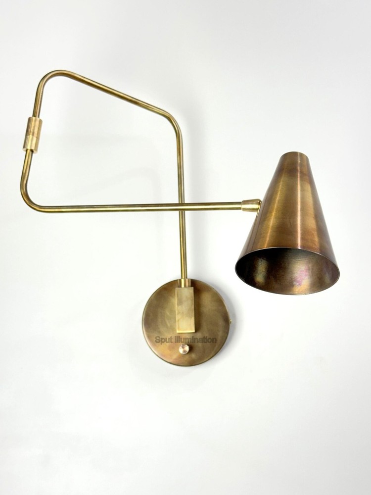 Vintage Brass Swing Arm Wall Sconce: Mid-Century Modern Adjustable Lamp