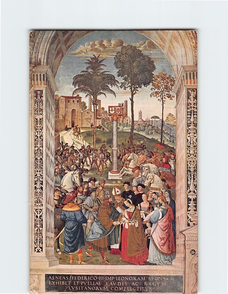 Postcard Enea Piccolomini presenta Eleonora di Portogallo a Federigo III Italy