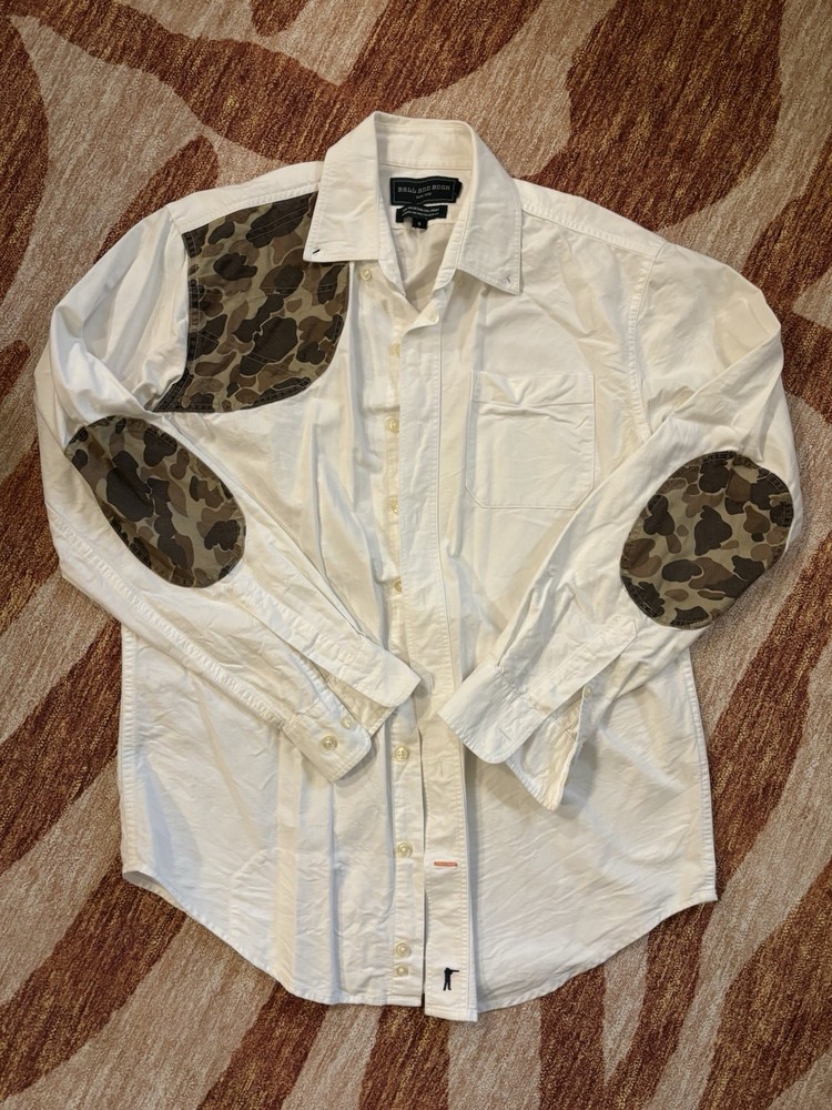Ball And Buck THE SPORTSMANS SHIRT In White Original Camo Size Small 100% Cotton