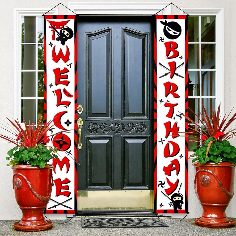 Blulu Ninja Decoration Party Banner Ninja Warrior Birthday Party Supplies Wel...