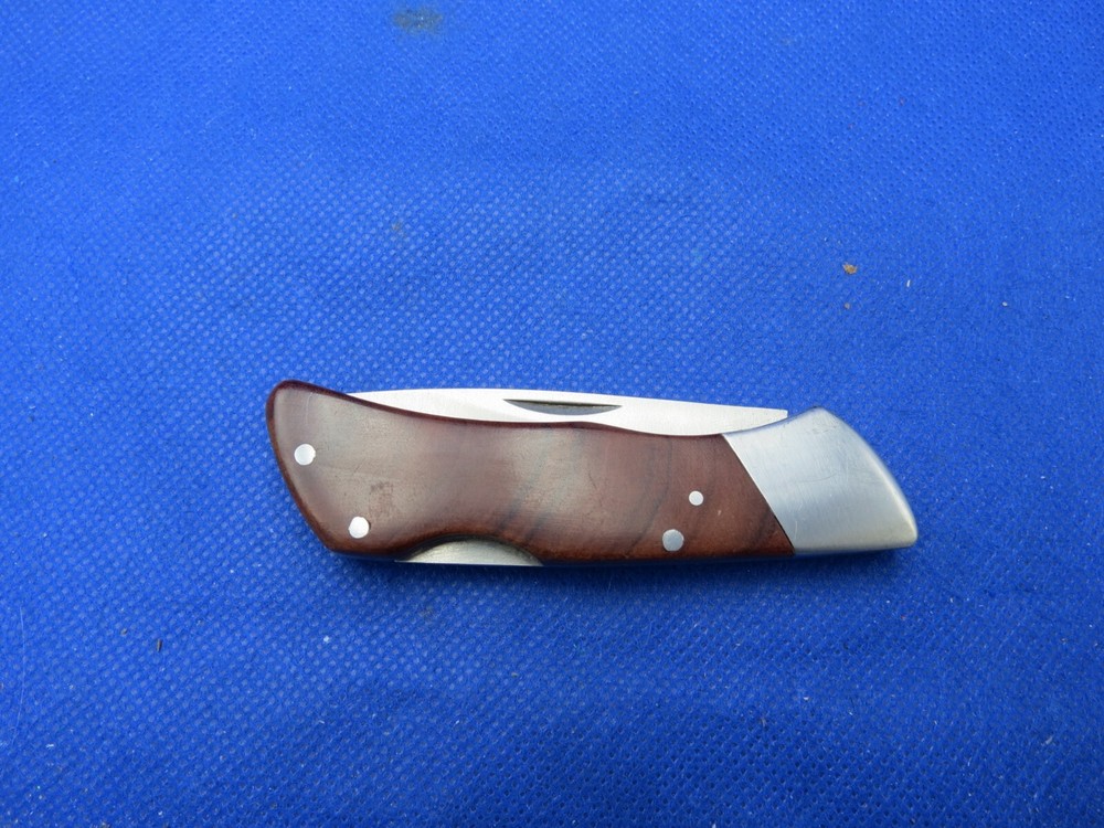 Kershaw Baseman Pocket Knife Lockback Brown Wooden Handle Stainless Folding