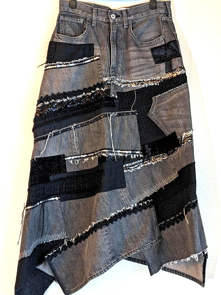Junya Watanabe Comme des Garcons Patchwork Denim Skirt Japanese size:S Gray Used