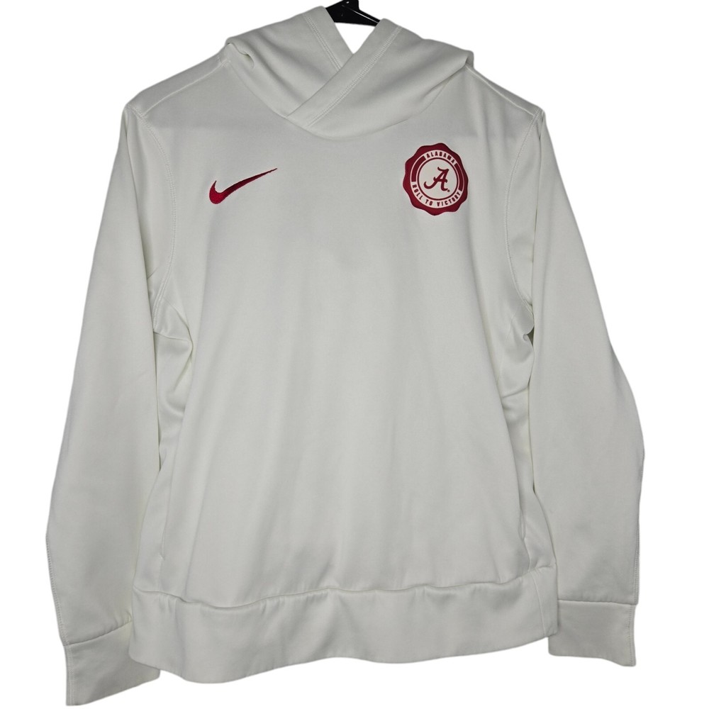 NIKE Dri Fit Women's Alabama Crimson Tide Rival Thermal Hoodie Ivory Size Medium