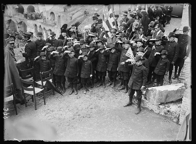 Photo:Italy 1917-1920 American Red Cross Children Group with Flags