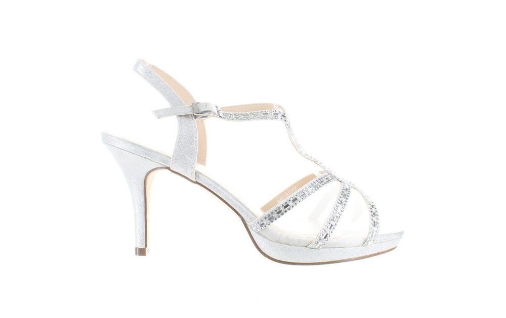 PARADOX Womens Estelle Silver Ankle Strap Heels Size 7 7664485
