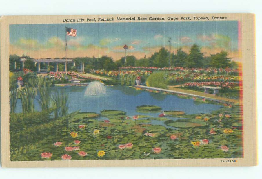 Linen GARDEN SCENE Topeka Kansas KS m/09 AF6822