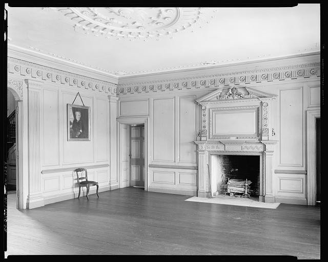 Photo:Drayton Hall Charleston SC 1938 interior fireplace portrait room