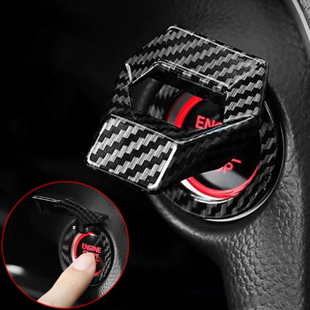 Car Engine Start Stop Push Button Switch Cover Cap Trim Accessories Carbon Fiber
