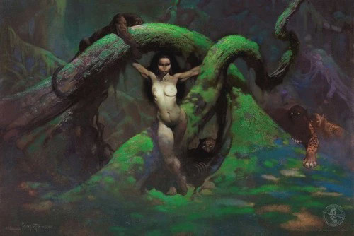 Cat Girl Frank Frazetta Poster Reprint Gothic Fantasy Wall Art Horror Decor
