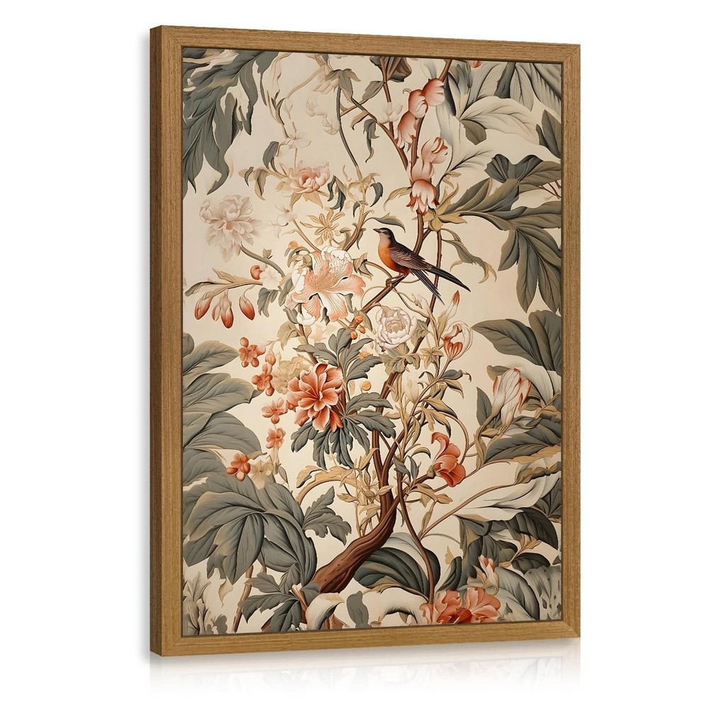 CAZLOUC Vintage William Morris Botanical Wall Art, Retro Floral Garden Bird A...