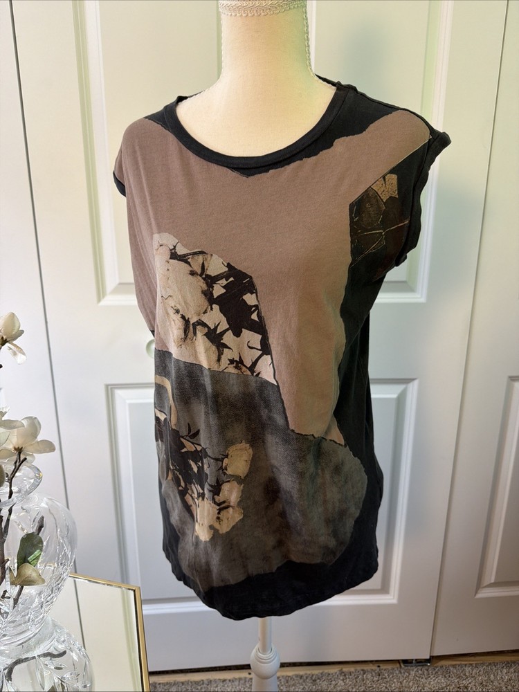 All Saints Abstract Art  Graphic Sleeveless Tunic T-shirt-image