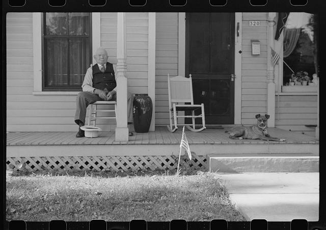 Photo:Hartford Wisconsin 1941 Fourth of July Afternoon Man Dog Porch