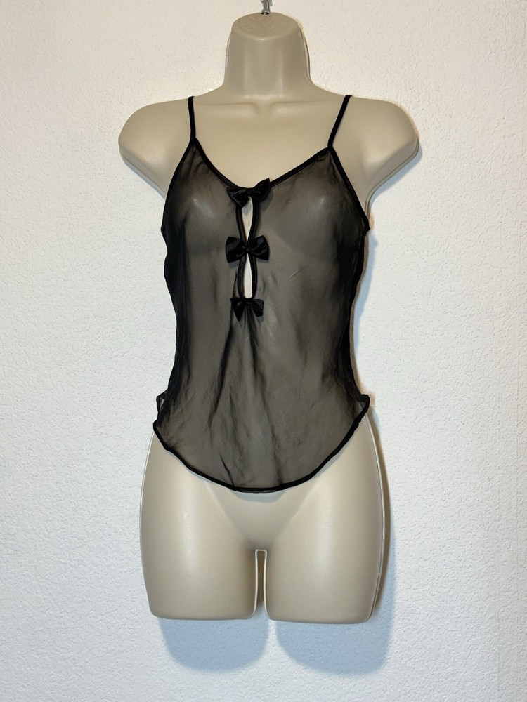 Y2K Womens Small Sheer Black Cami Top Lingerie Whimsigoth  Goth Vamp Frederick's