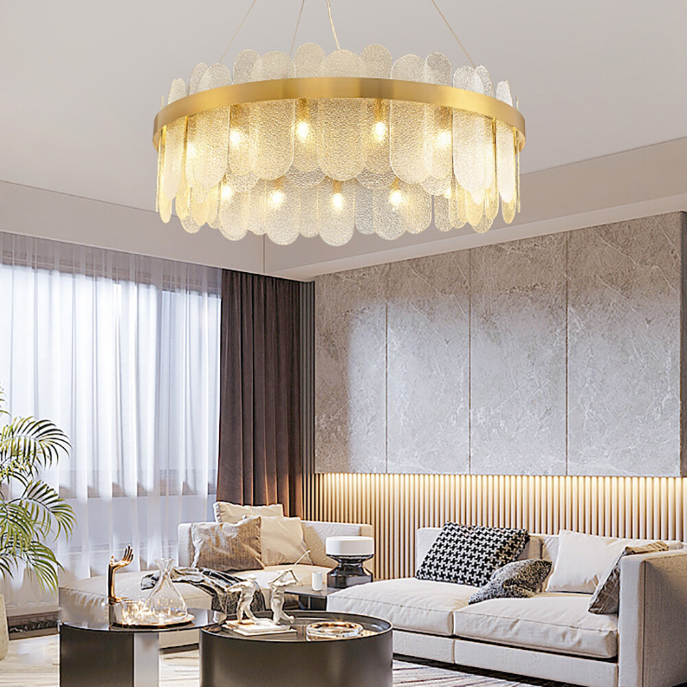 80cm Gold LED Chandelier with 12 Lights Modern Ceiling Pendant Lamp for Home Decor