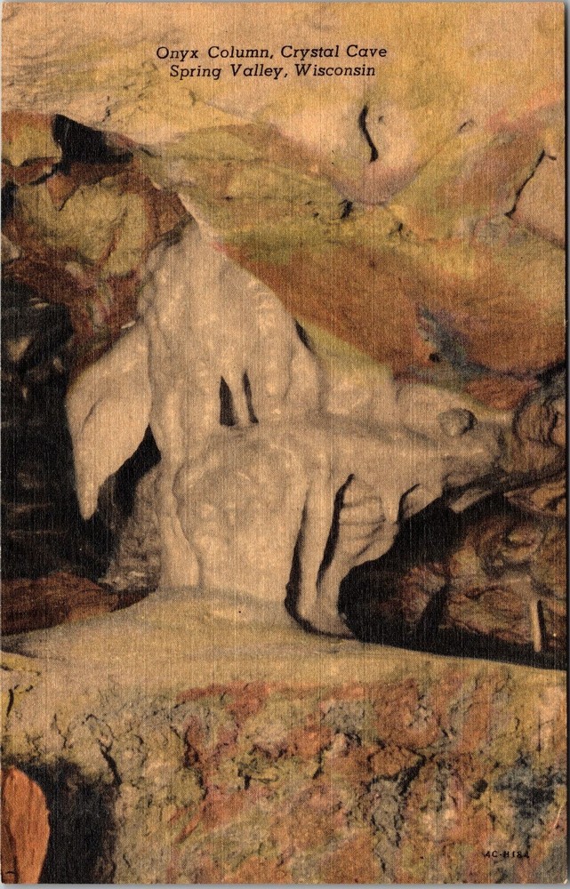 Spring Valley WI Onyx Column Crystal Cave Vintage Souvenir Postcard