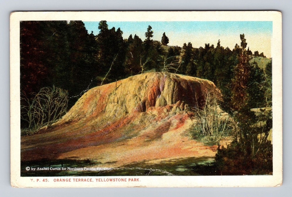 Yellowstone National Park-Orange Terrace Antique, Vintage Souvenir Postcard