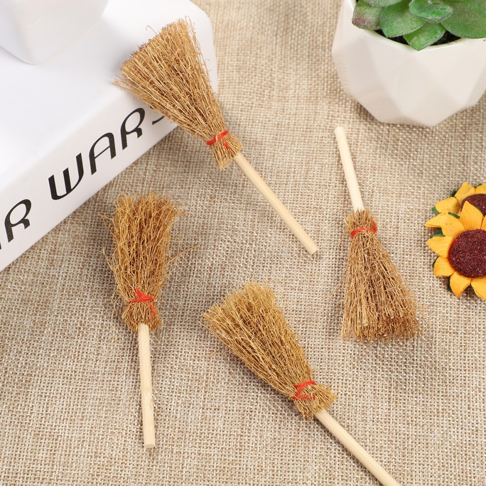 12 Pcs Mini Halloween Witch Broom Toys Hanging Decorations Accessories