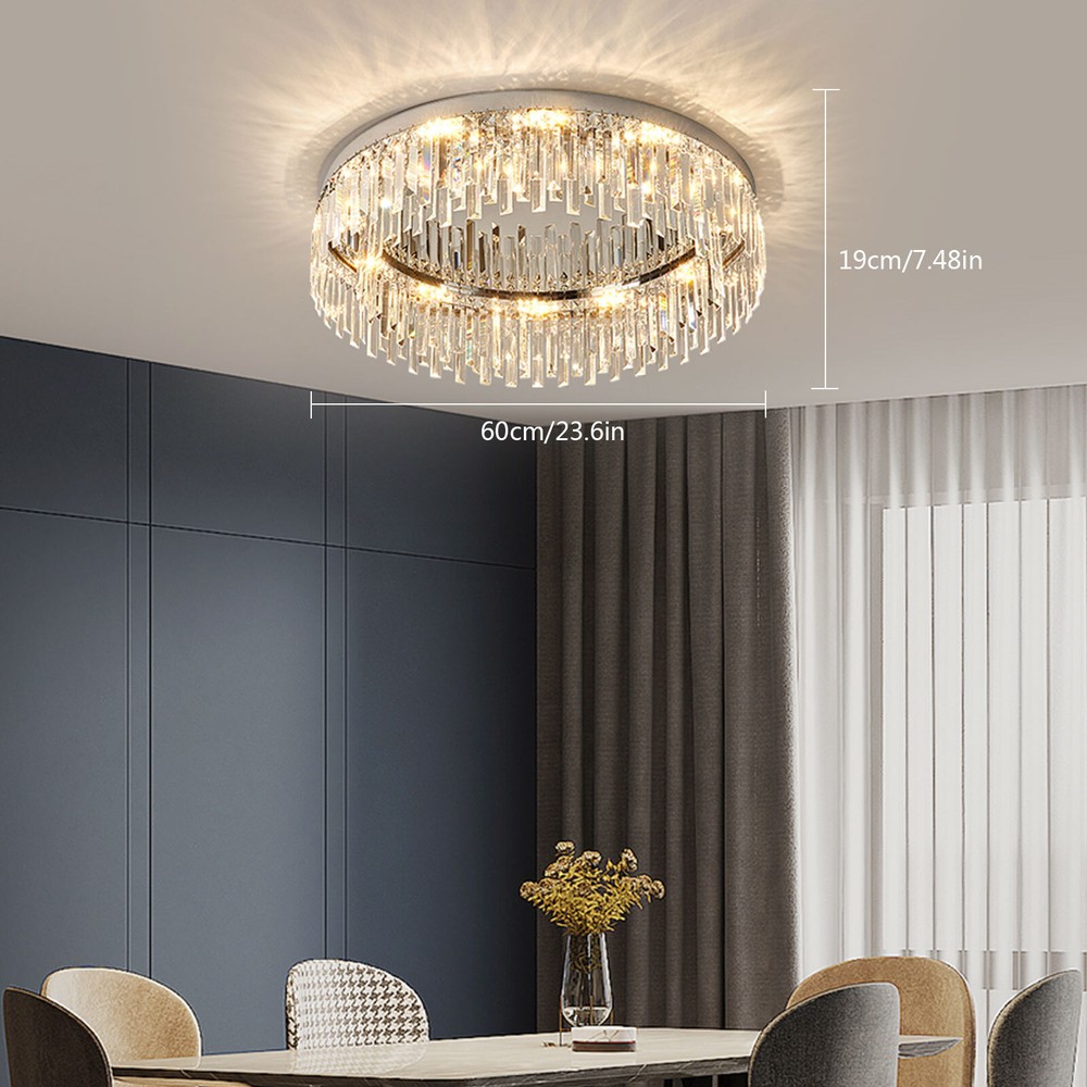 Modern Crystal Chandelier Flush Mount Pendant Light Ceiling Lamp Fixture