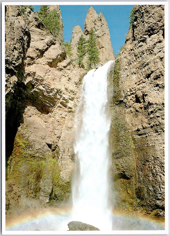 Yellowstone National Park Wyoming Graceful Tower Fall Rainbow Vintage Postcard