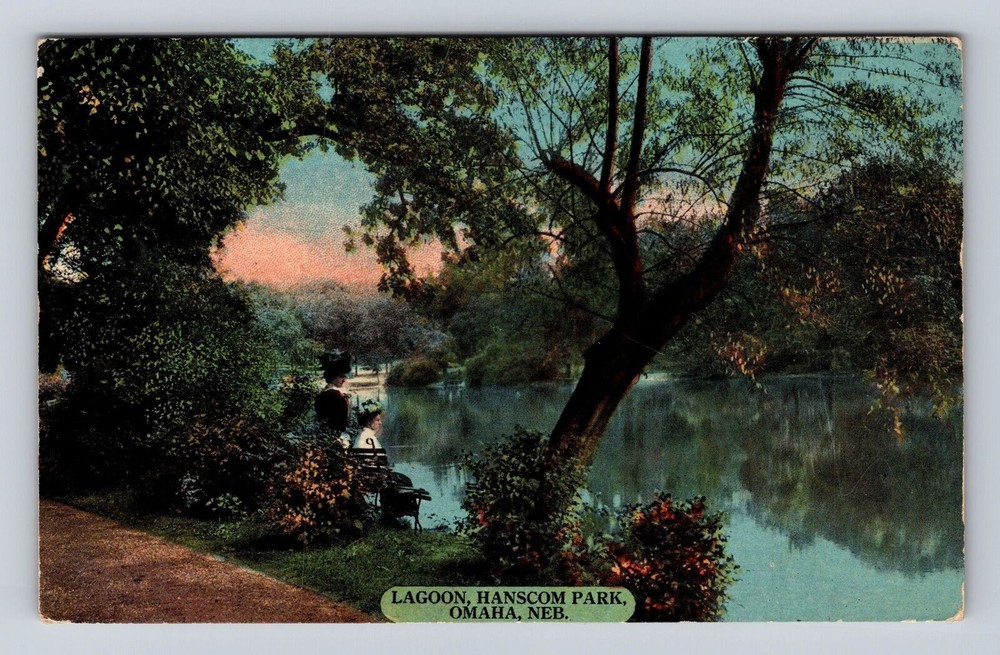 Omaha NE- Nebraska, Lagoon, Hanscom Park, Antique, Vintage Souvenir Postcard