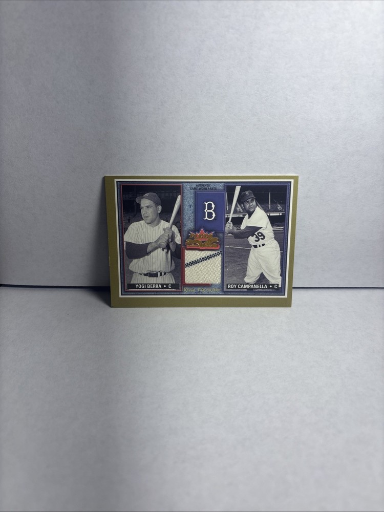 2002 Fleer Yogi Berra Rival Factions Game Used Pants Roy Campanella Yankees SSP