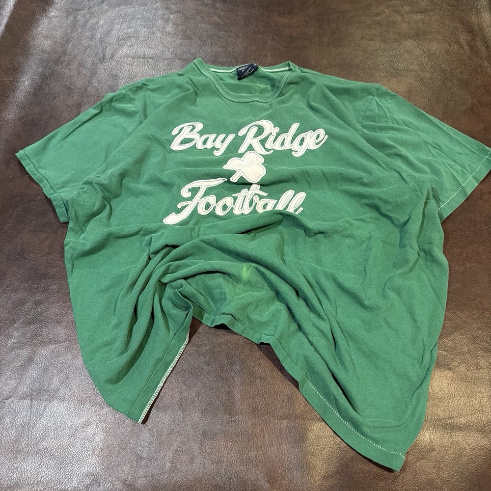 American Eagle Outfitters Green Football Cotton T-Shirt XL Men's Crew Neck Logo