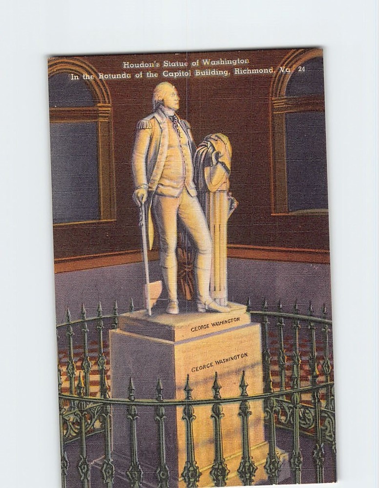 Postcard Houdon's Statue of Washington Capitol Building Richmond Virginia USA