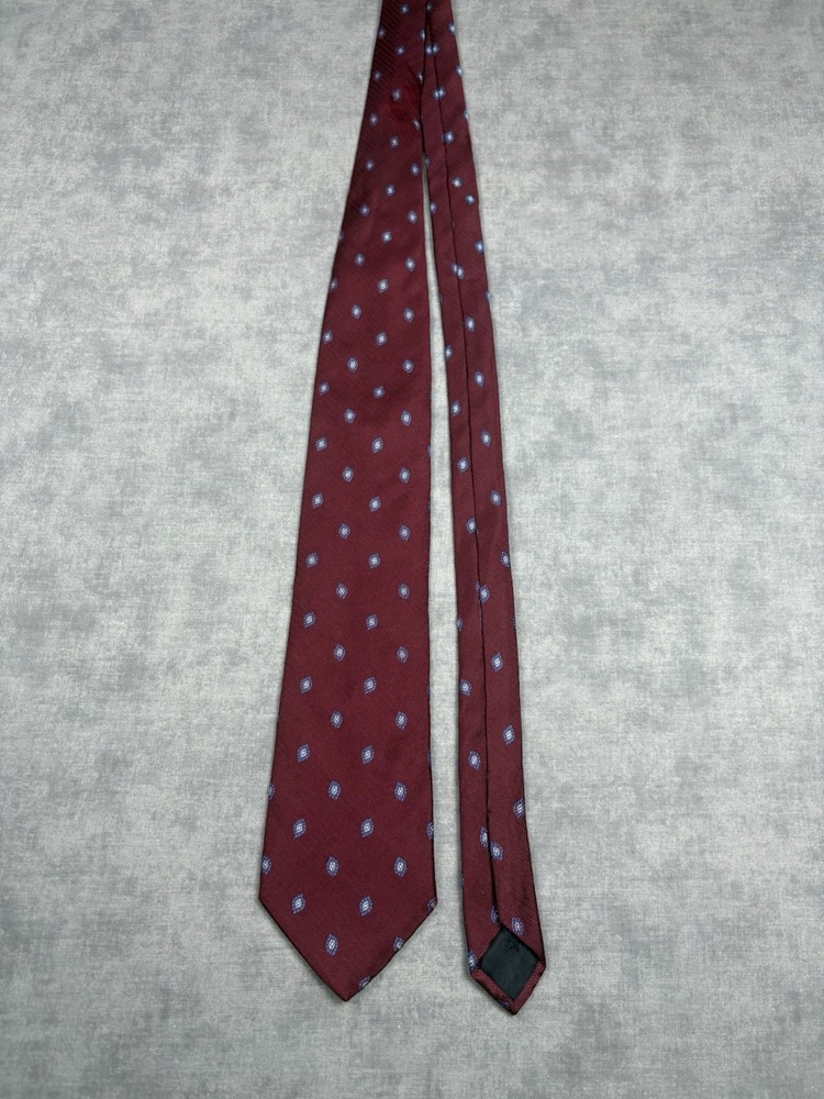 Brooks Brothers 346 Silk Tie Burgundy Blue Geometric USA Made 59x3.5