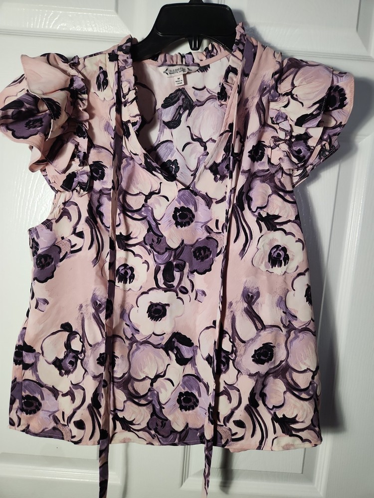 Nwt Nanette Lepore Pink&Purple Floral Blouse M