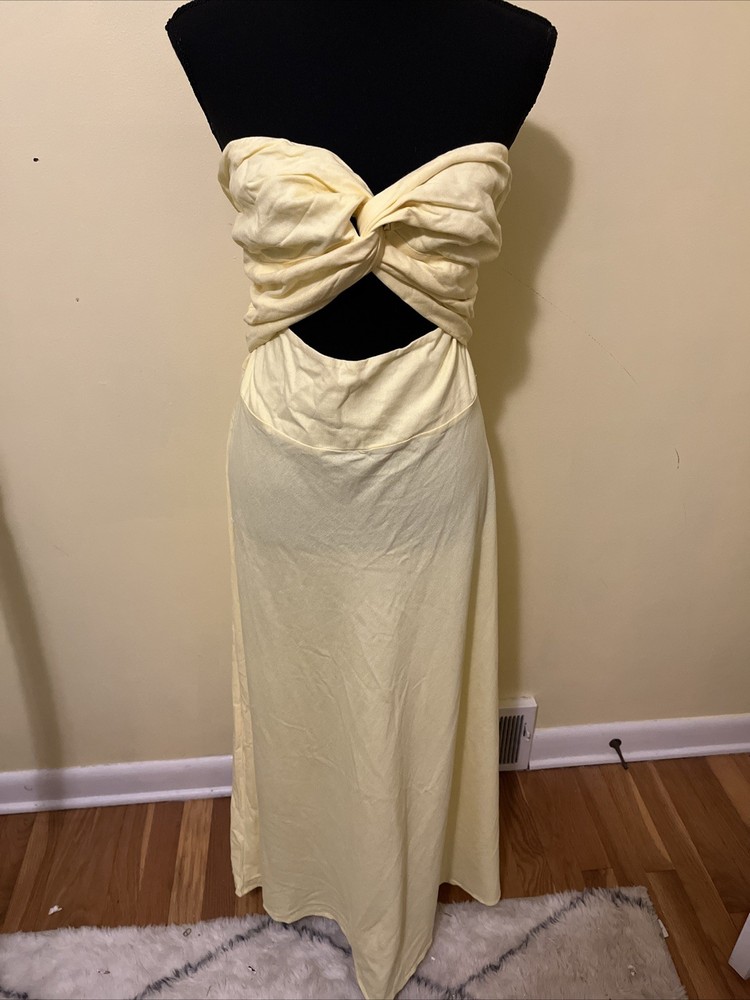 Petal And Pup Maxi Size 10 Summer  Dress Twist Knot Sweetheart Neckline Lemon