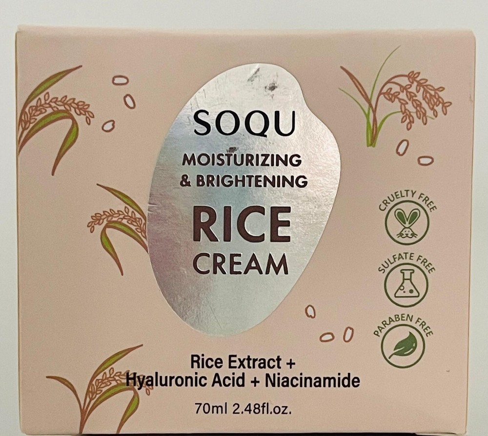 Soqu Rice Cream 2.48 fl oz Moisturizing Brightening w/ Hyaluronic & Niacinamide