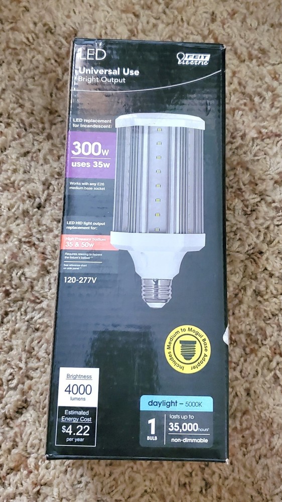 LED Corn Cob Light Bulb 300W Equivalent E26 E39 Adapter 4000LM 5000K Daylight