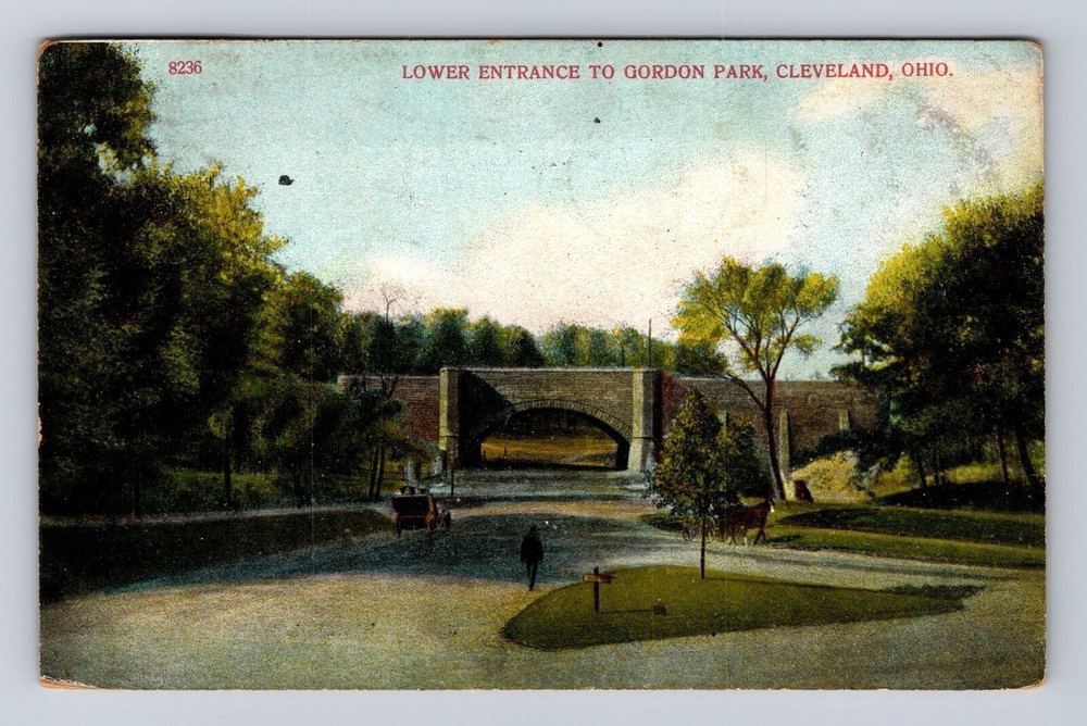 Cleveland OH-Ohio, Lower Entrance To Gordon Park, Vintage c1909 Postcard