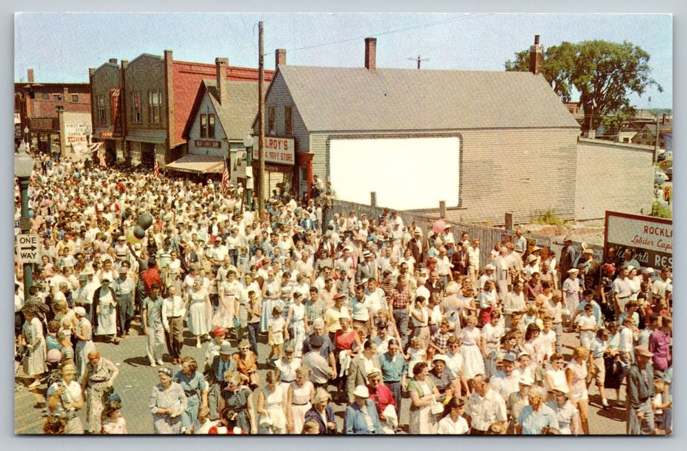 Vintage Lobster Festival Parade Postcard Rockland Maine Tichnor Bros