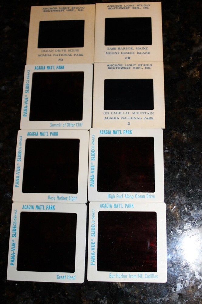 Vintage  Film Photo Slide Lot  8 slides Acadia National Park Maine Pana Vue Anch-image