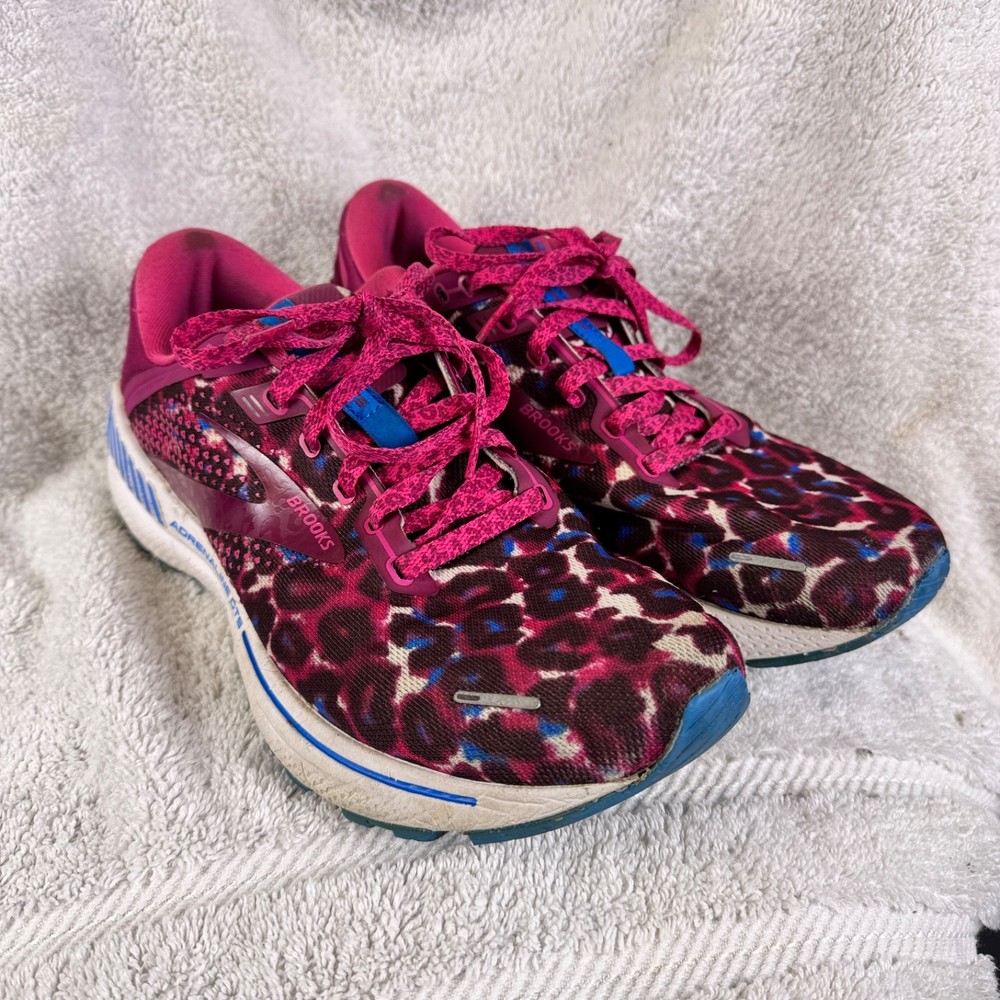 Brooks Adrenaline GTS 22 Running Shoes Womens US 11 Magenta Pink Animal Print