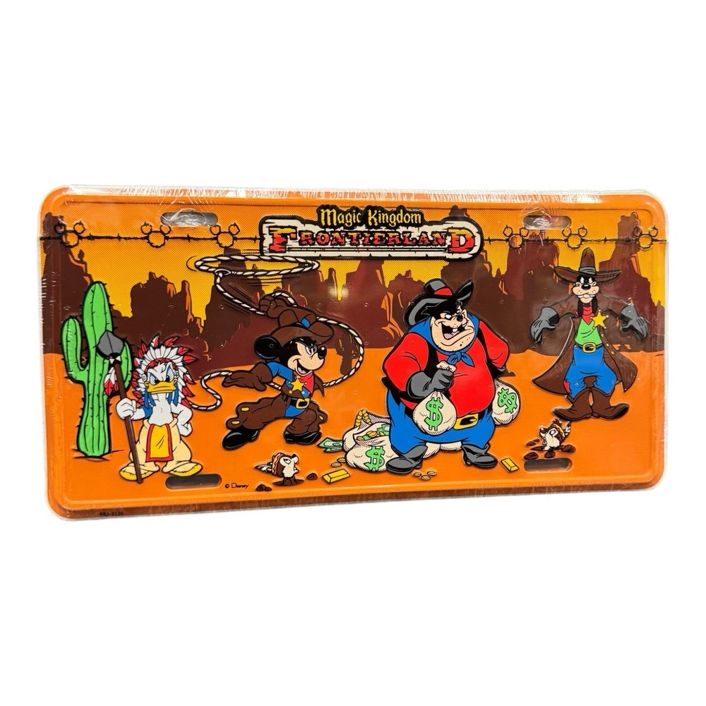 Vintage Walt Disney World Magic Kingdom Frontierland License Plate Sealed