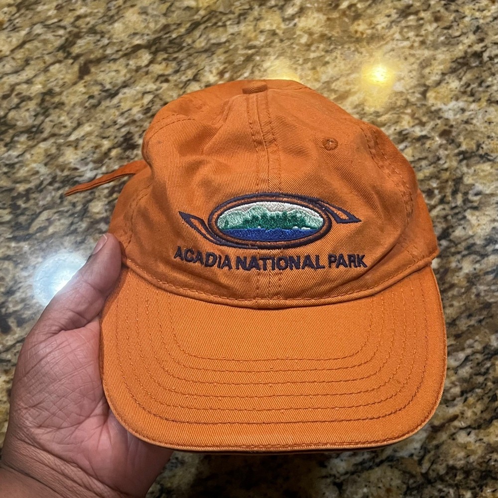 Acadia National Park Hat Mens Burnt Orange Embroidered Souvenir Baseball Cap Hat-image