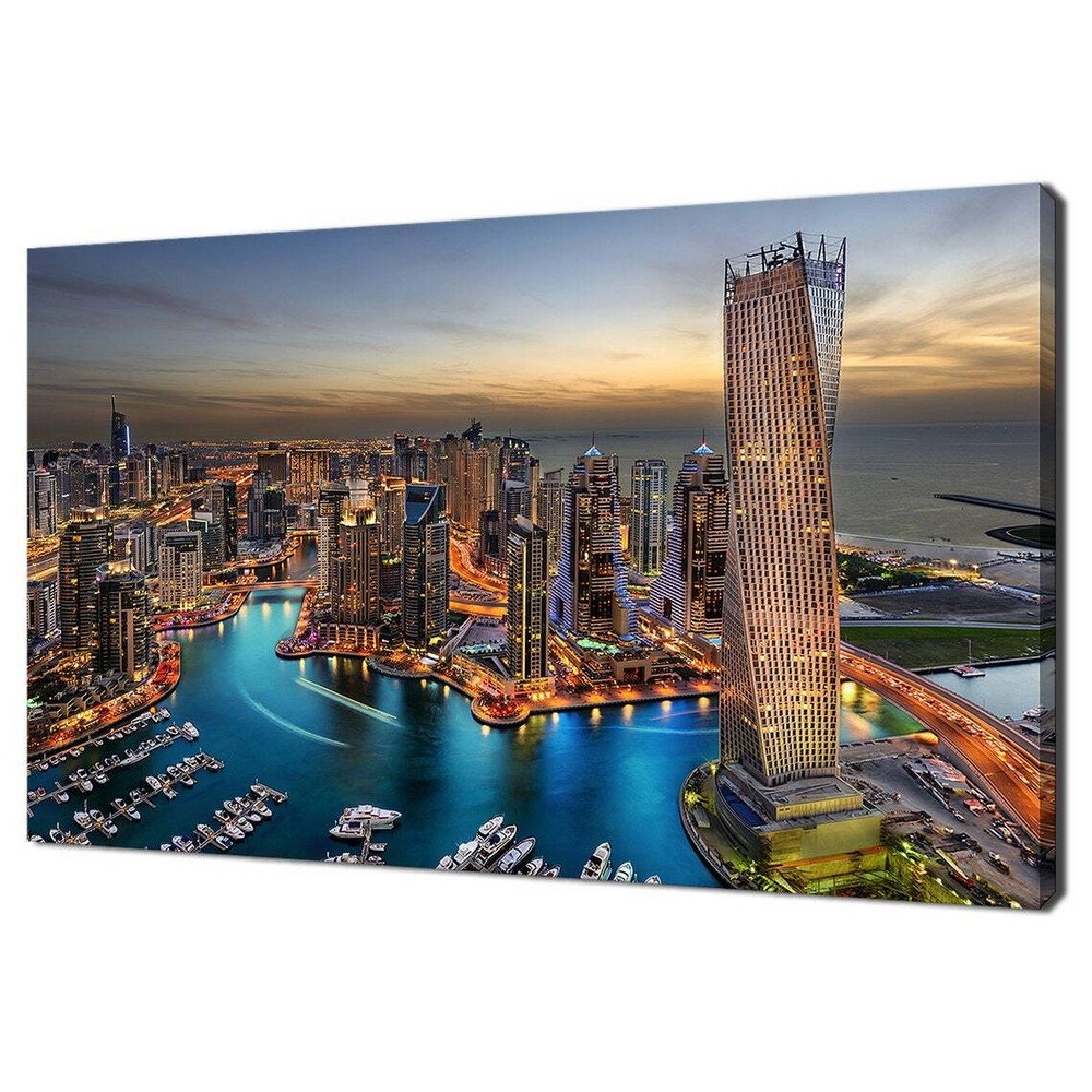 Dubai Marina At Sunset Skyline Cityscape Wall Art Canvas Unframed Print Art