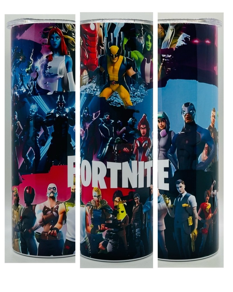 NEW FORTNITE  20 oz. Stainless Steel Tumbler w/Straw Set & Silicone Tip